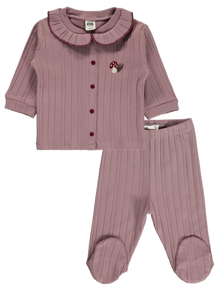 Civil Baby Mantar Çiçek 1-9 Ay Pijama Takımı - Lila