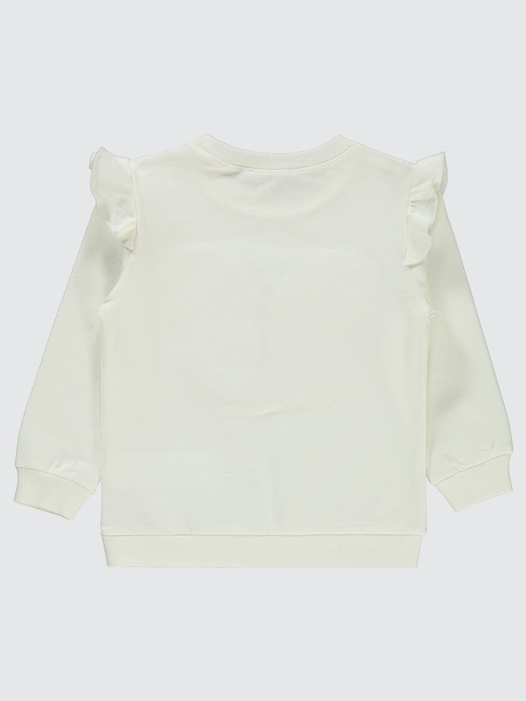 Civil Girls Kelebek Laseli 2-5 Yaş Sweatshirt - Ekru
