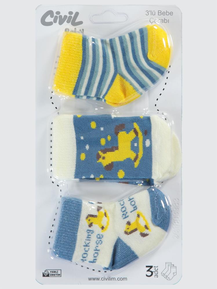 Civil Baby Horse Desen Asetat 0-24 Ay Çorap Setleri