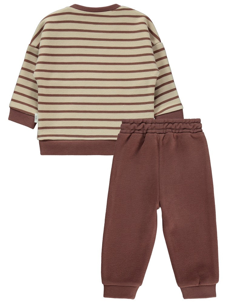 Civil Baby Little Man Çizigili 6-18 Ay Takım - Kahverengi