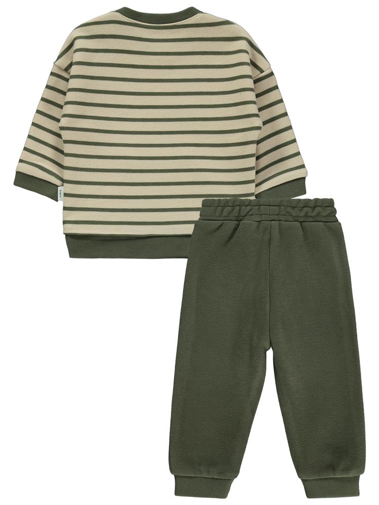 Civil Baby Little Man Çizigili 6-18 Ay Takım - Haki