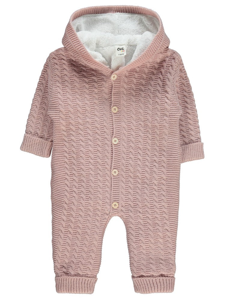 Civil Baby Saç Örgülü Welsoftlu 6-18 Ay Tulum - Pembe