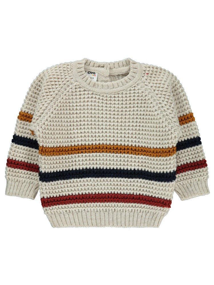 Civil Baby Çizgili 6-18 Ay Kazak - Bej