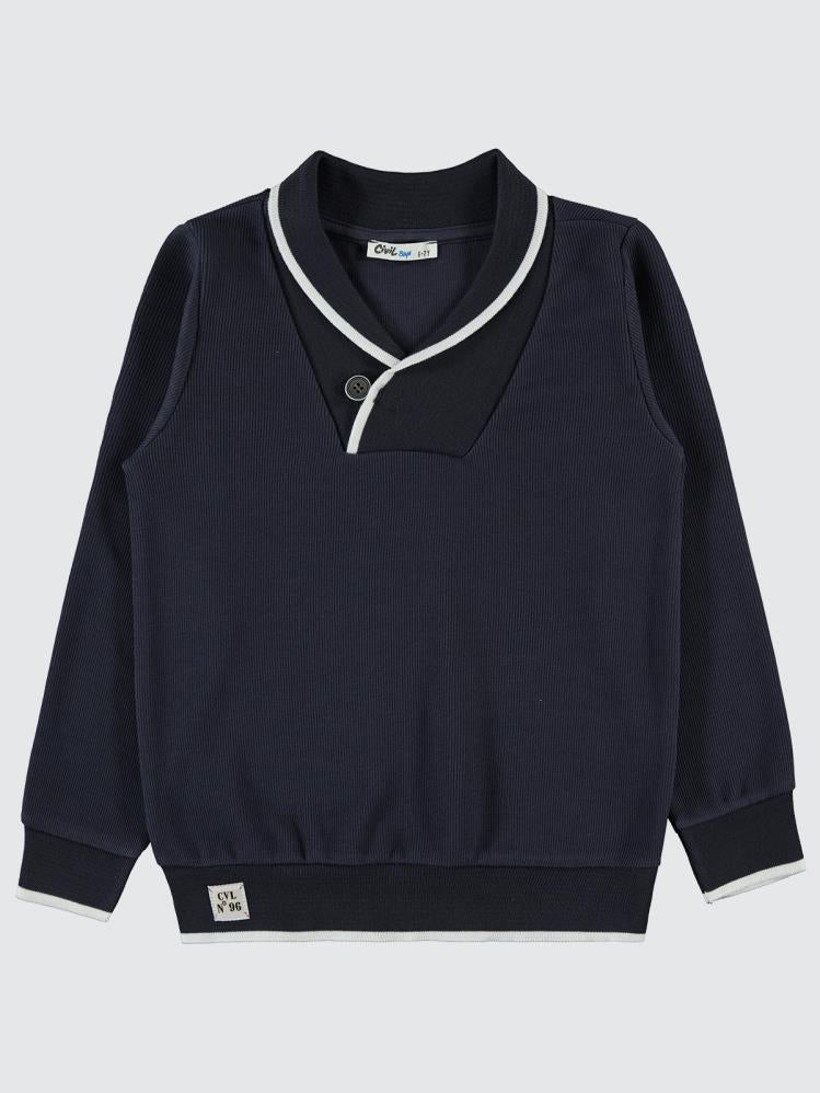 Civil Boys Cvl Etiketli Yakalı 6-9 Yaş Sweatshirt - Gri
