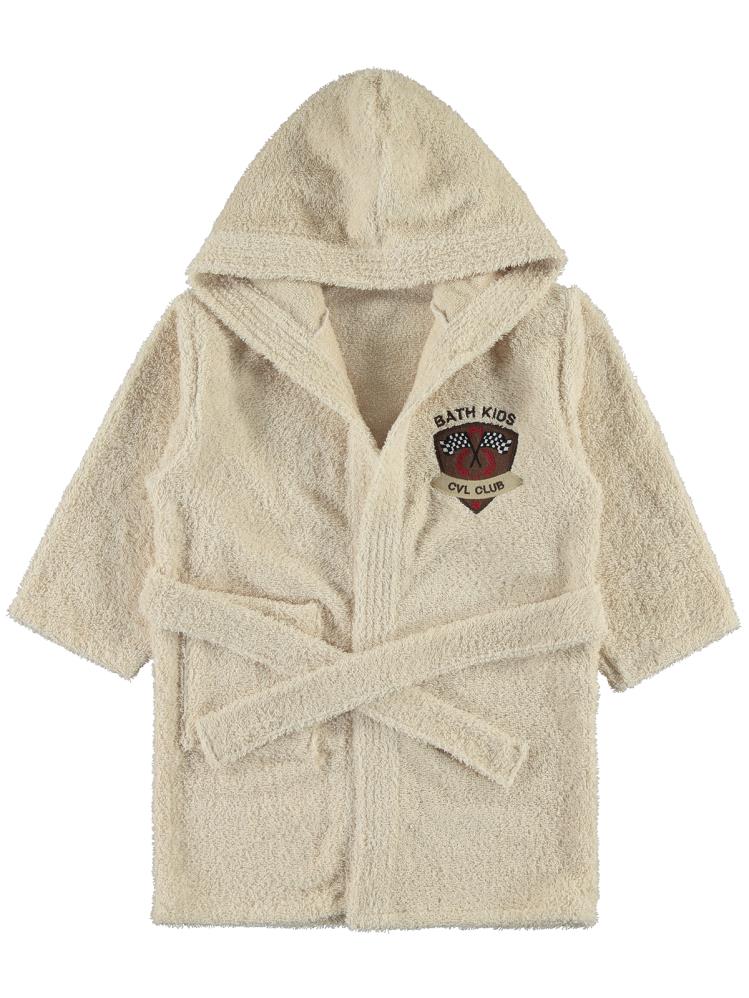 Civil Boys Cepli Nakışlı 4-10 Yaş Bornoz - Bej