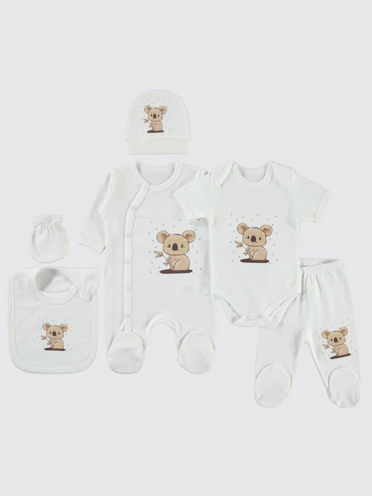 Civil Baby Koala Empirme Baskılı Zıbın Takımları - Ekru