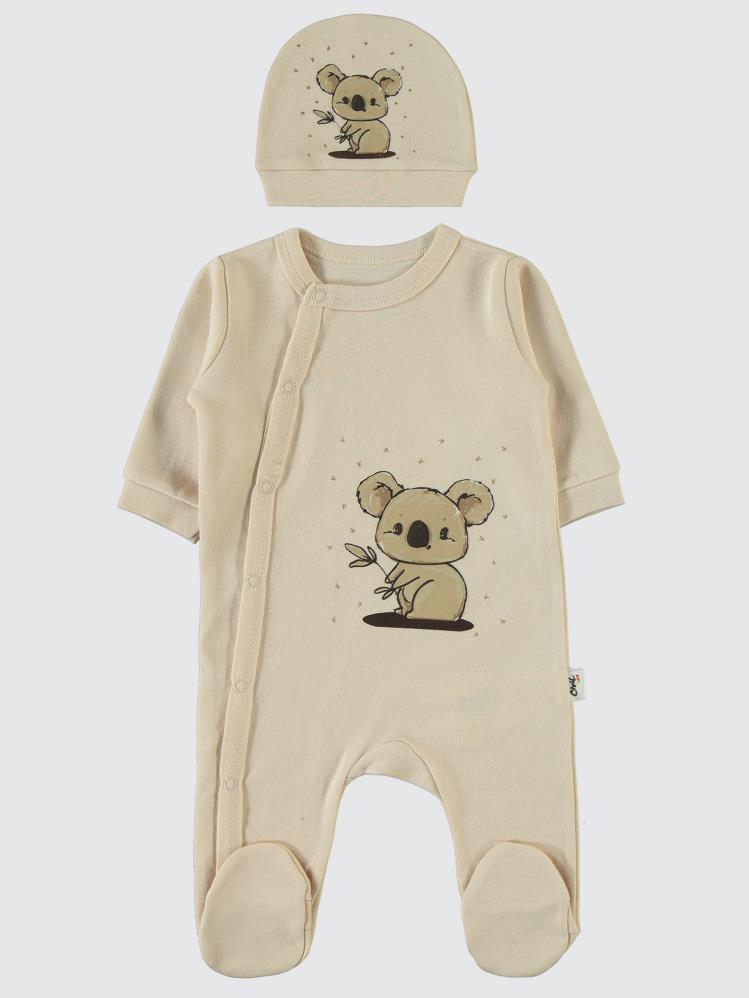 Civil Baby Koala Empirme Baskılı Zıbın Takımları - Kahverengi