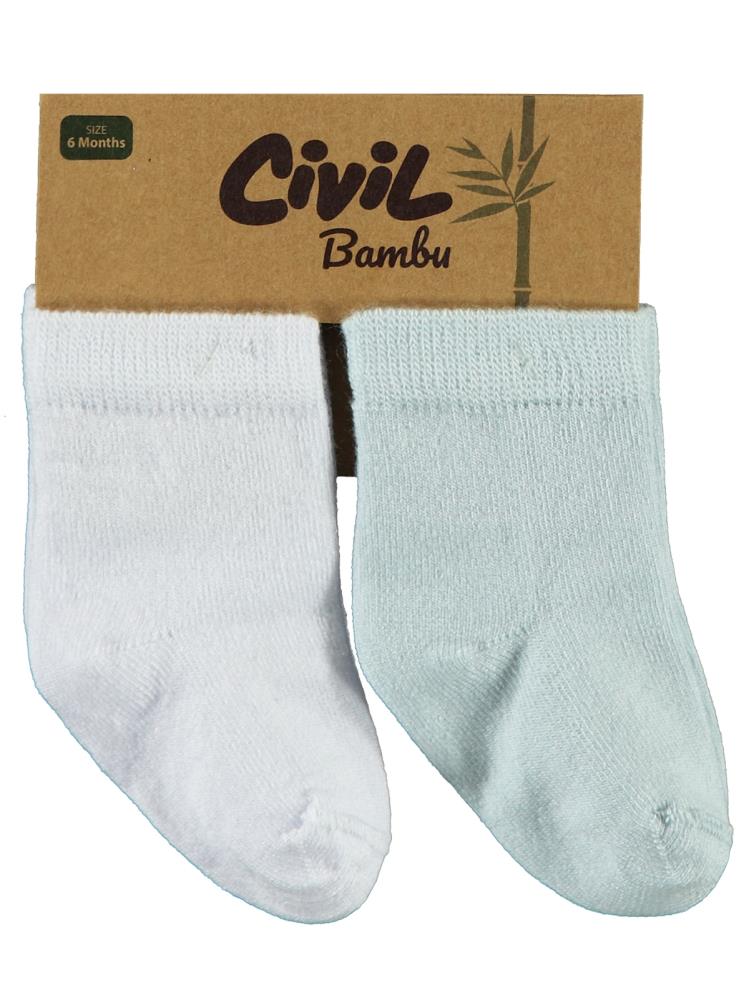 Civil Baby Bambu Organik Bebek Çorap Set - Beyaz