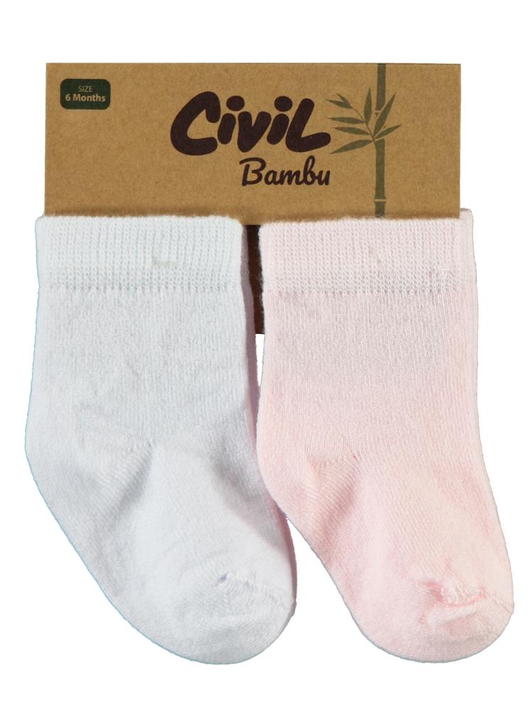 Civil Baby Bambu Organik Bebek Çorap Set - Beyaz