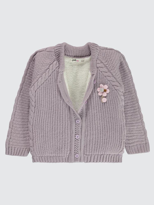 Civil Girls Saç Örgülü Velsoftlu 2-5 Yaş Hırka - Lila