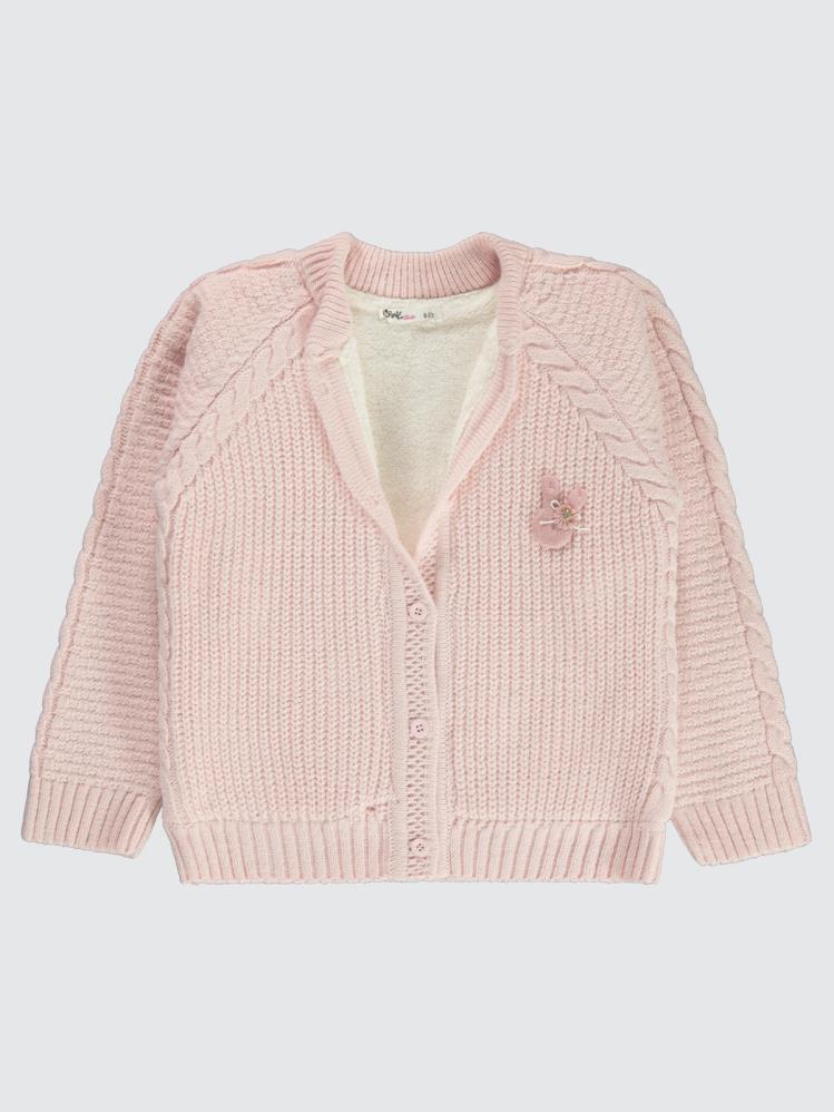 Civil Girls Saç Örgülü Velsoftlu 6-9 Yaş Hırka - Pembe