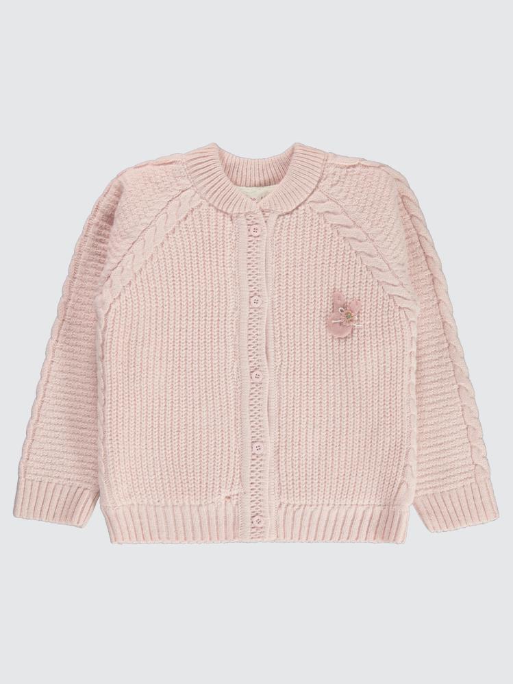 Civil Girls Saç Örgülü Velsoftlu 6-9 Yaş Hırka - Pembe