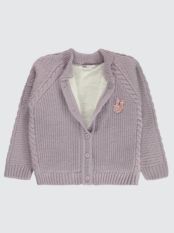 Civil Girls Saç Örgülü Velsoftlu 6-9 Yaş Hırka - Lila