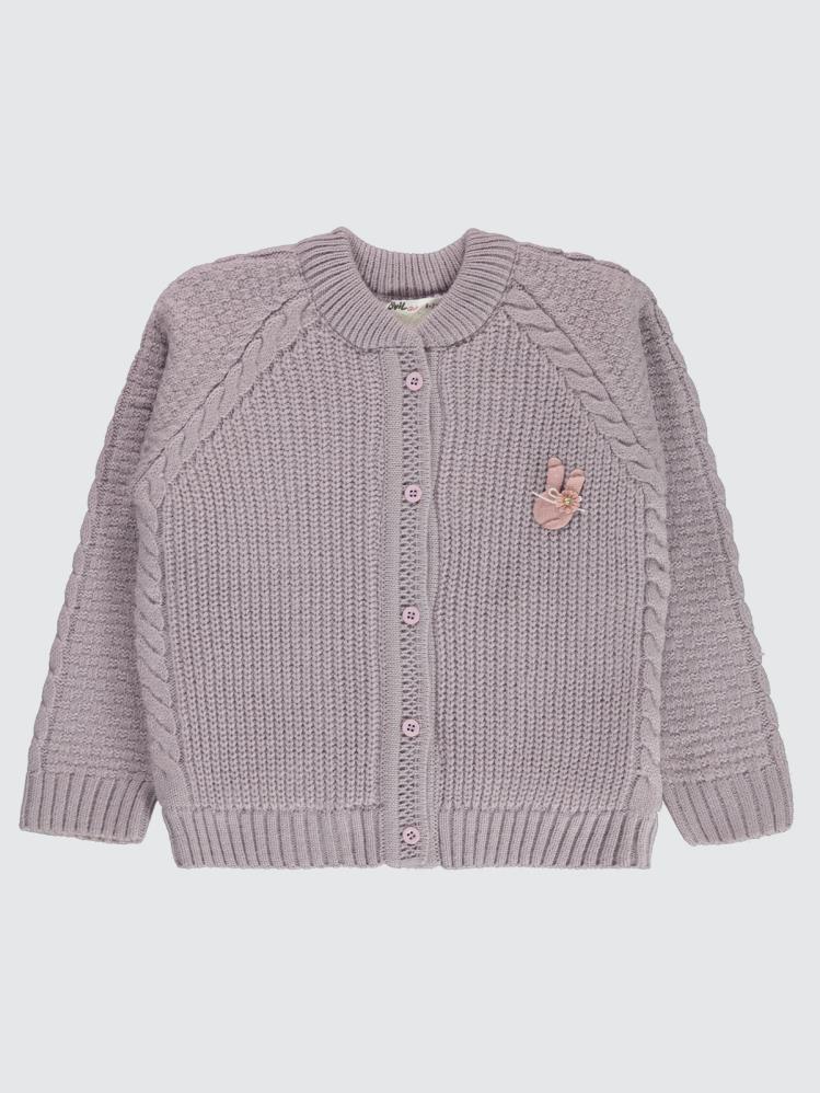 Civil Girls Saç Örgülü Velsoftlu 6-9 Yaş Hırka - Lila