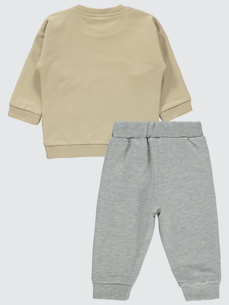 Civil Baby Diz Nakış Cepli 6-18 Ay Unisex Takım - Kahverengi