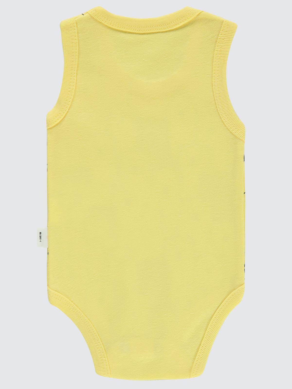 Civil Baby Ayıcık Empirme Baskılı Sfr.Kol1-36 Ay Çıtçıtlı Badi - Sarı