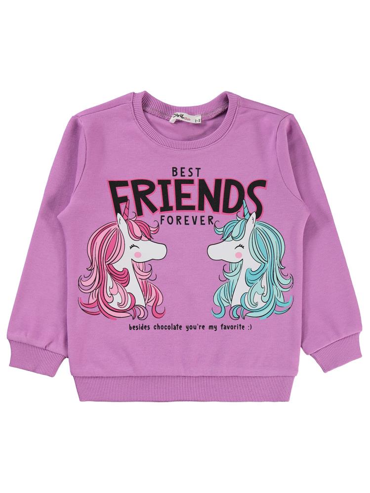 Civil Girls Friends Unicorn Baskılı 2-5 Yaş Sweatshirt - Lila