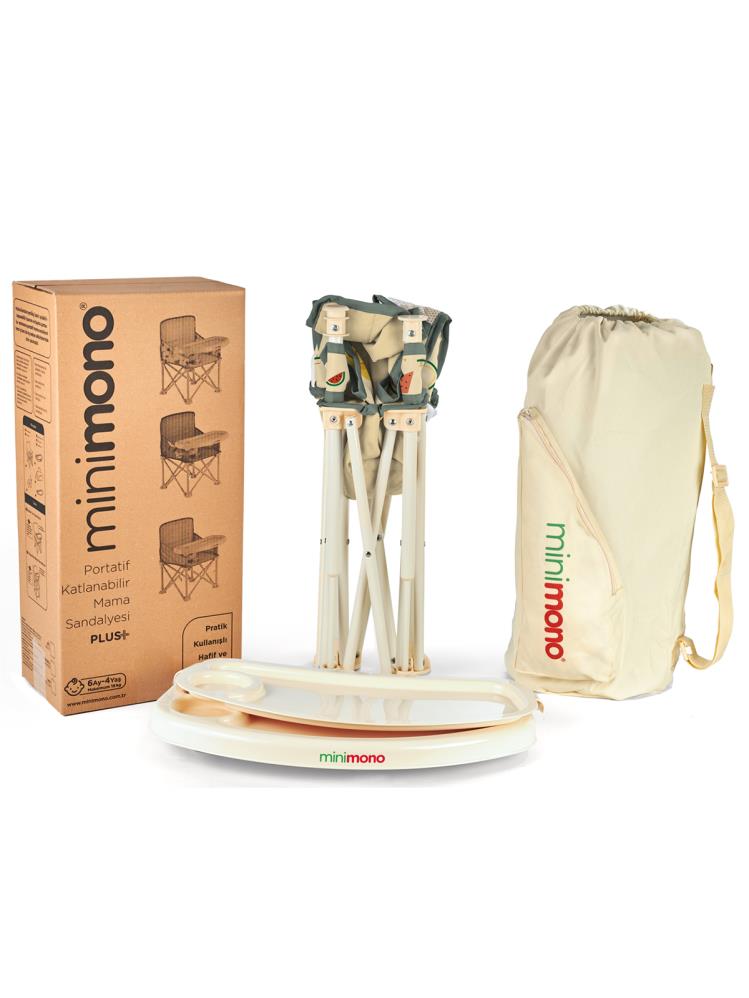 Minimono Büyük Boy Katlanır Portatif Mama Sandalyesi - Bej