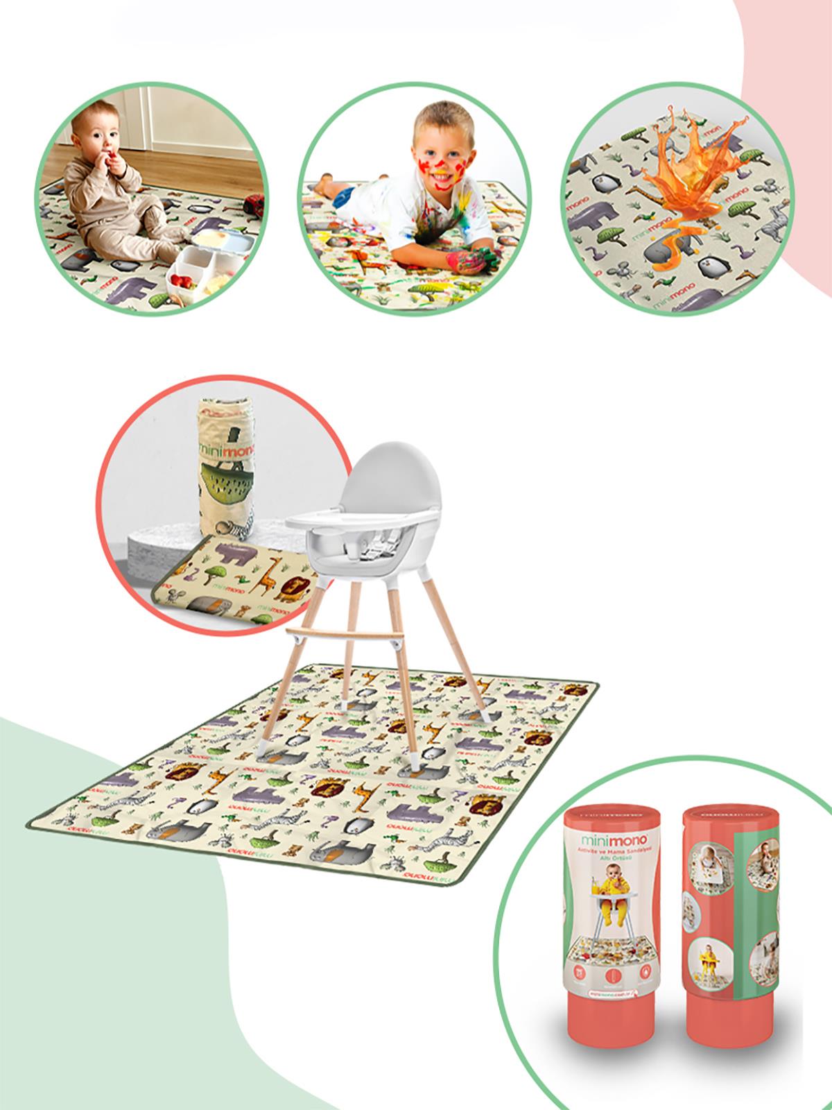 Minimono Mama Sandalyesi Altı ve Aktivite Bakım Örtüsü 145x120cm