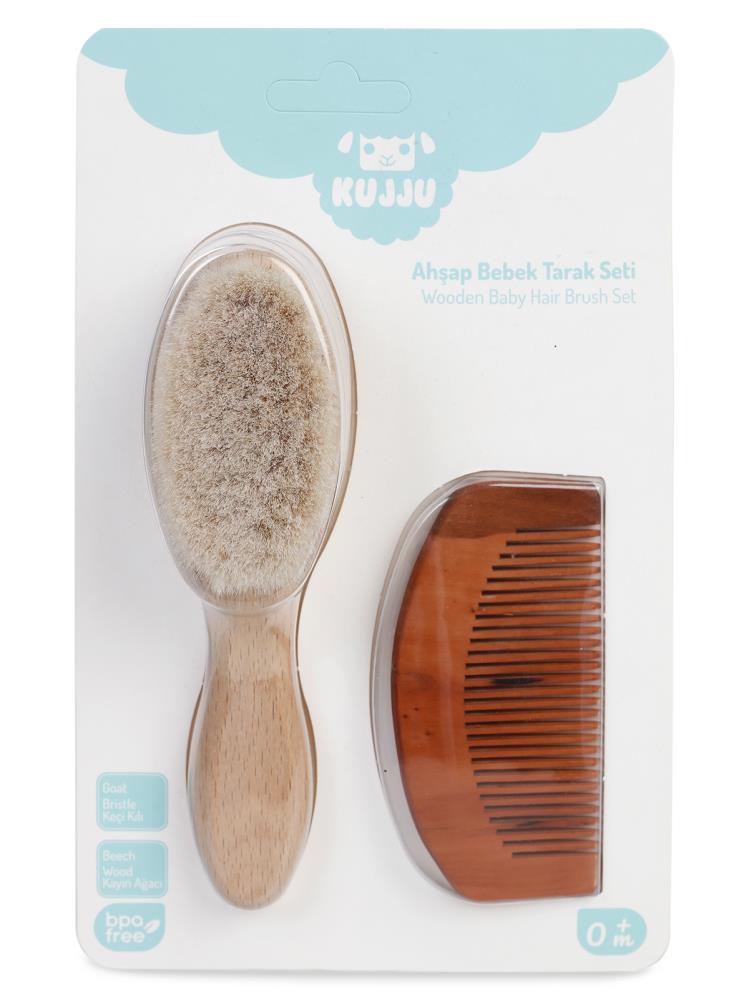 Kujju Doğal Ahşap Bebek Saç Fırçası