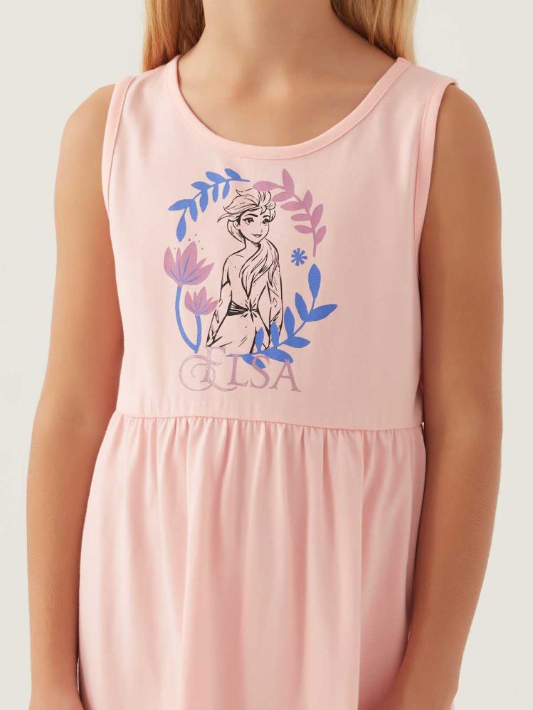 Roly Poly Frozen Kız Çocuk 3-8 Yaş Jile Elbise - Pudra