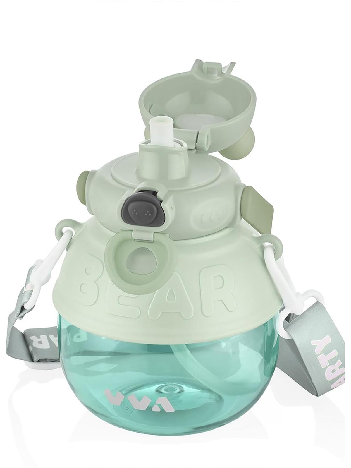 Vagonlife Taşıma Askılı Pipetli Çocuk Su Matarası 1000 ml - Yeşil