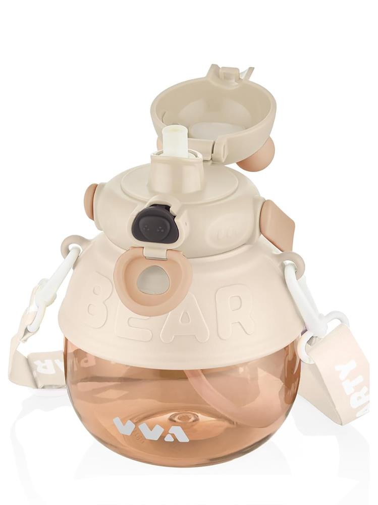 Vagonlife Taşıma Askılı Pipetli Çocuk Su Matarası 1000 ml - Beyaz