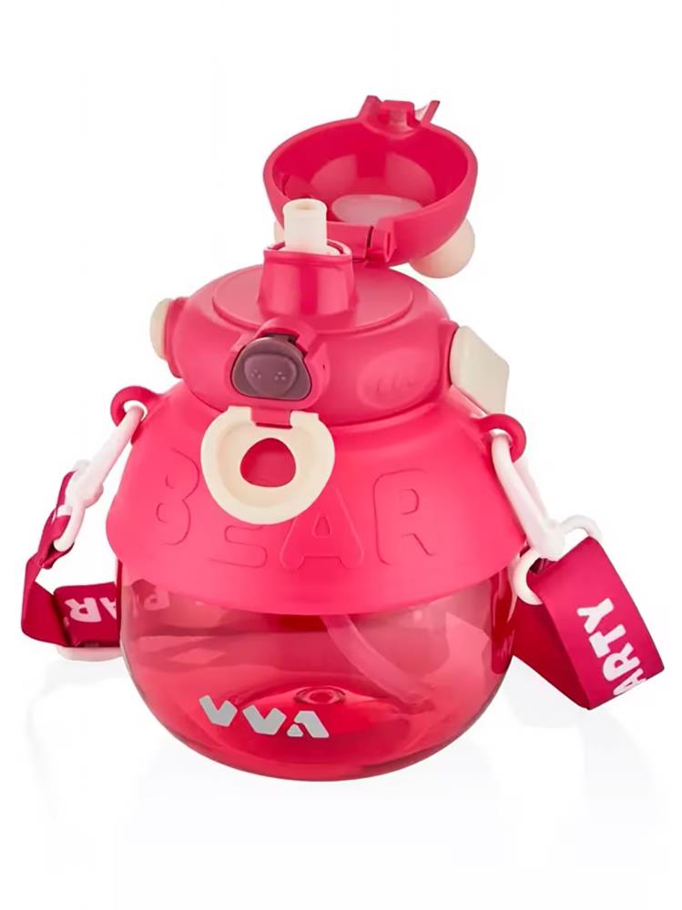 Vagonlife Taşıma Askılı Pipetli Çocuk Su Matarası 1000 ml - Pembe