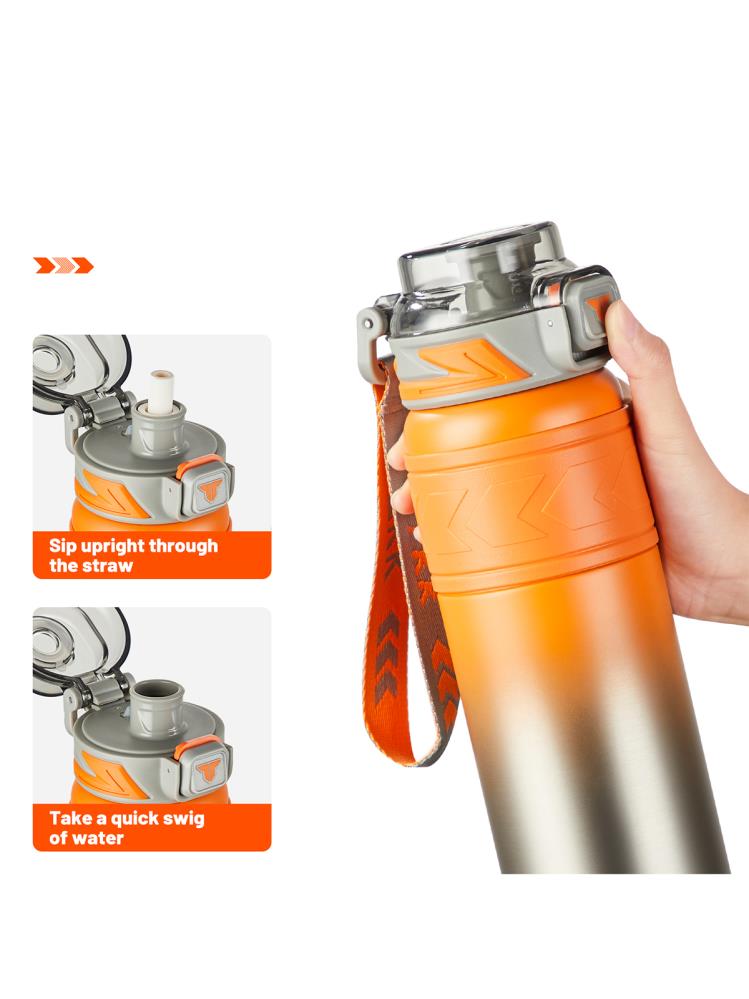 Vagonlife TKK Pipetli Çelik Termos 900 ml - Turuncu