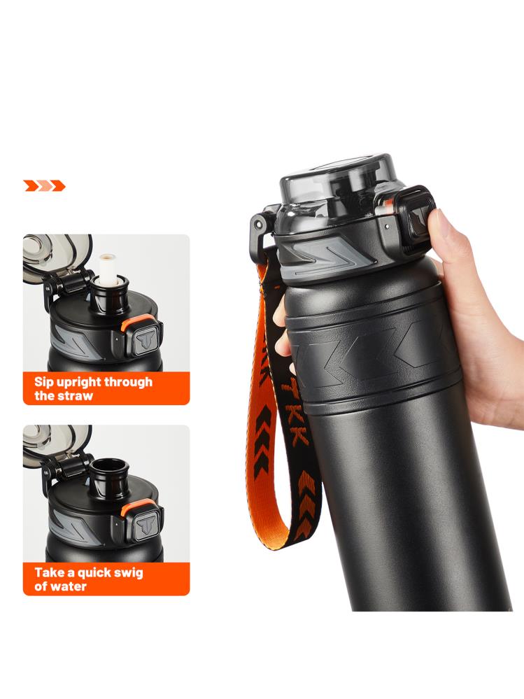Vagonlife TKK Pipetli Çelik Termos 900 ml - Siyah
