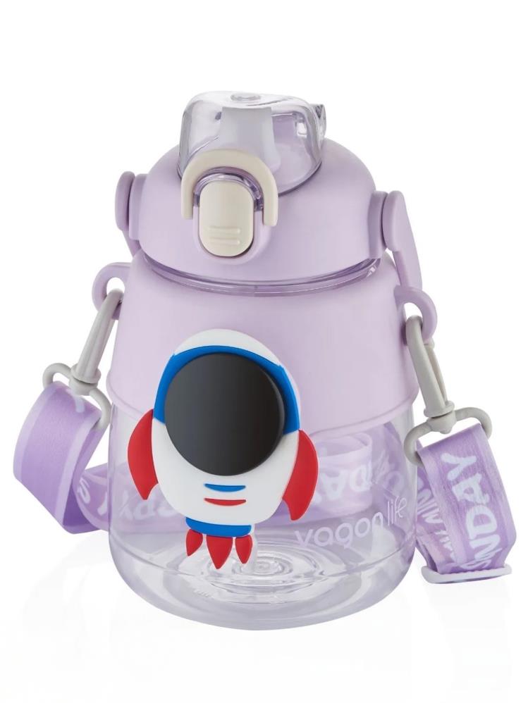 Vagonlife Taşıma Askılı Pipetli Çocuk Su Matarası 1250 ml - Lila