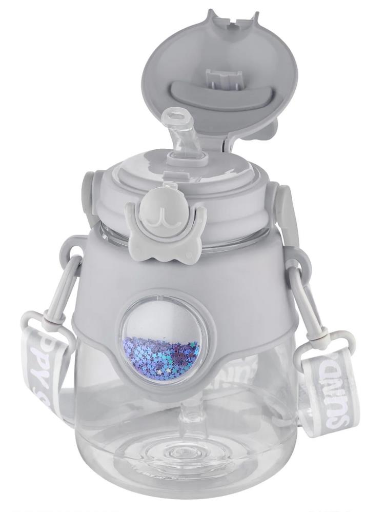 Vagonlife Taşıma Askılı Pipetli Çocuk Su Matarası 1250 ml - Gri