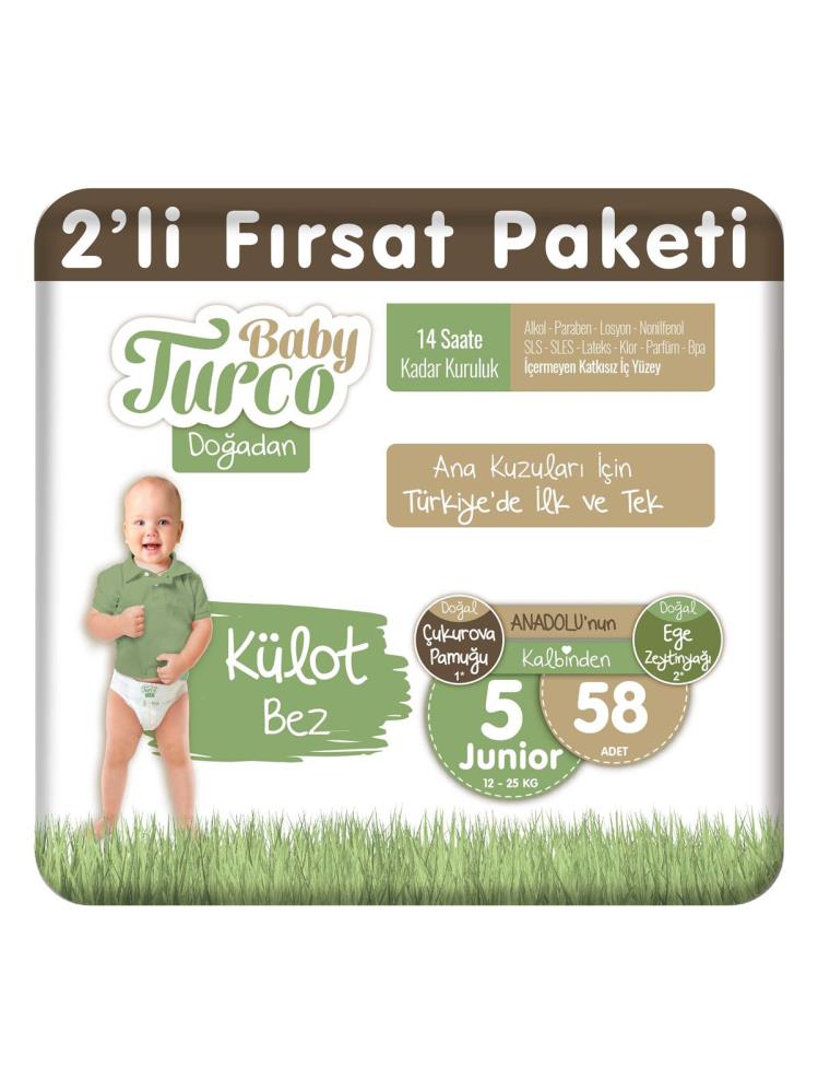 Baby Turco Doğadan Fırsat Paketi Külot Bez 5 Junior Numara 58 Adet