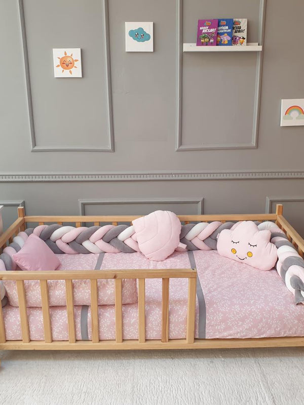 Yuar Baby Kadife 5 li Mısır Örgü Montessori Yaprak Uyku Seti - Pembe