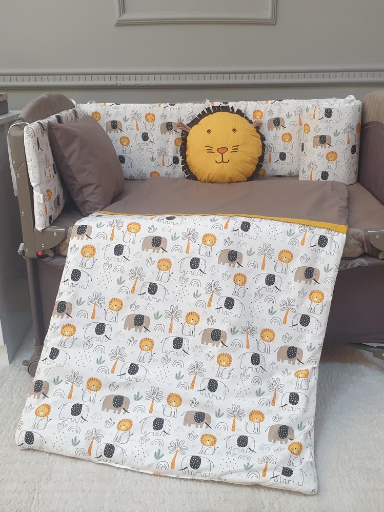 Yuar Baby Yan Duvarlı 70x110 Uyku Seti 8 Parça - Kahverengi
