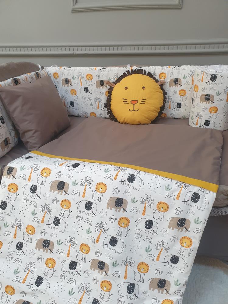 Yuar Baby Yan Duvarlı 70x110 Uyku Seti 8 Parça - Kahverengi