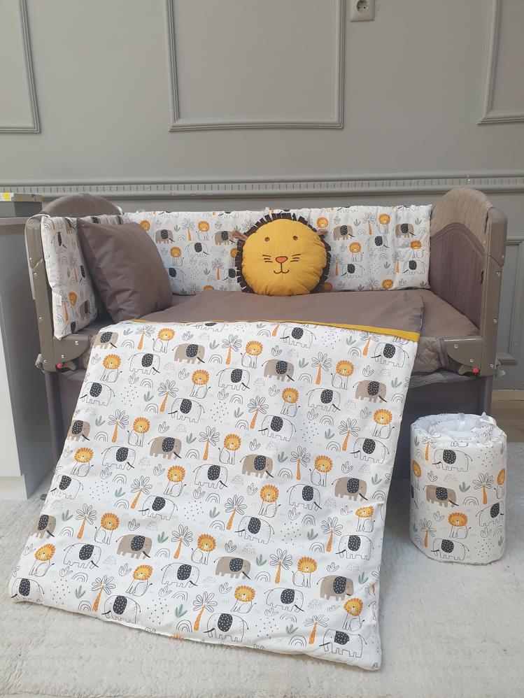 Yuar Baby Yan Duvarlı 70x110 Uyku Seti 8 Parça - Kahverengi