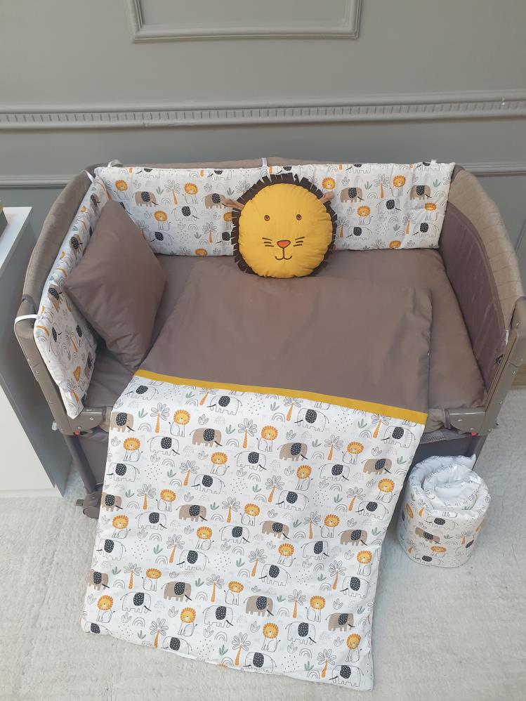 Yuar Baby Yan Duvarlı 70x110 Uyku Seti 8 Parça - Kahverengi