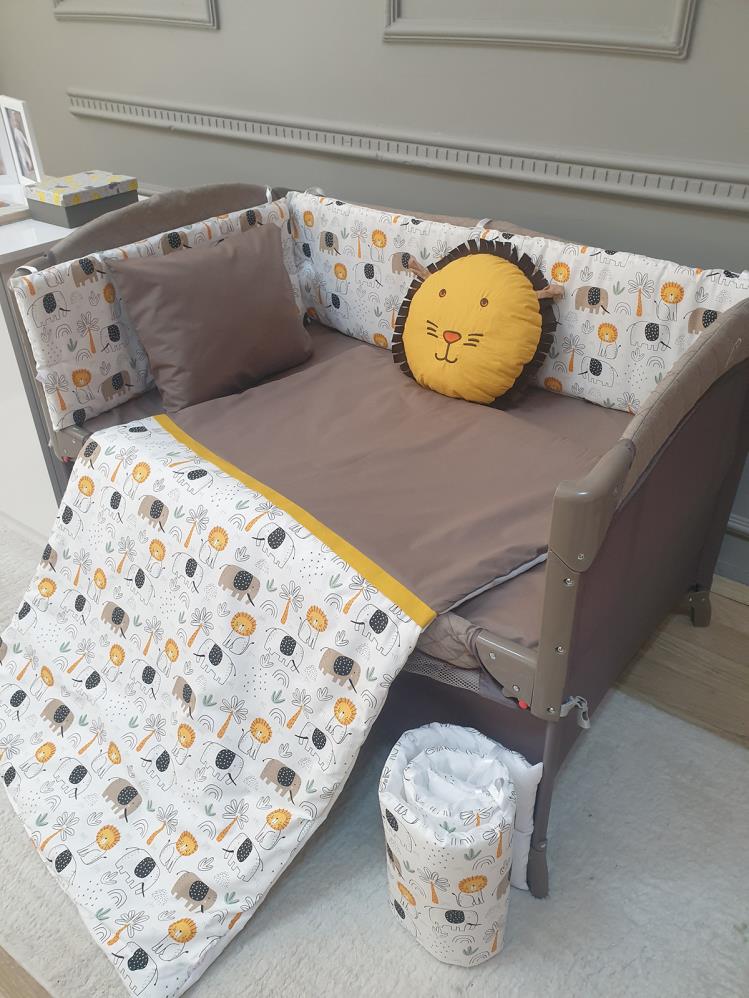 Yuar Baby Yan Duvarlı 70x110 Uyku Seti 8 Parça - Kahverengi