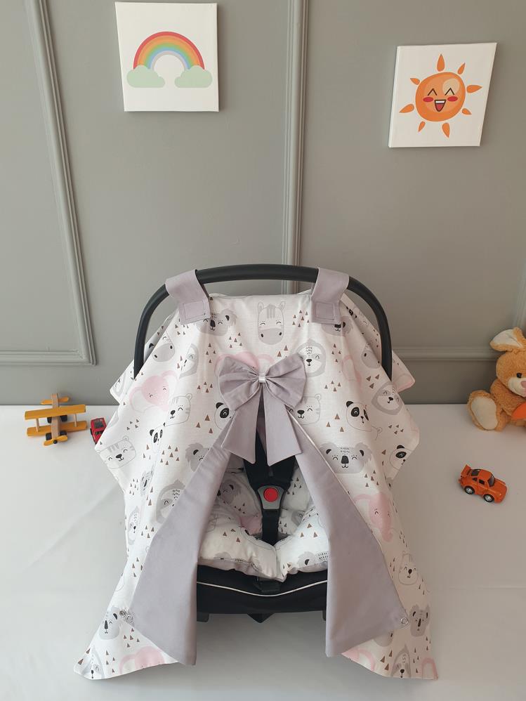 Yuar Baby Puset Örtüsü ve Puset Minderi 2'li Set  - Gri