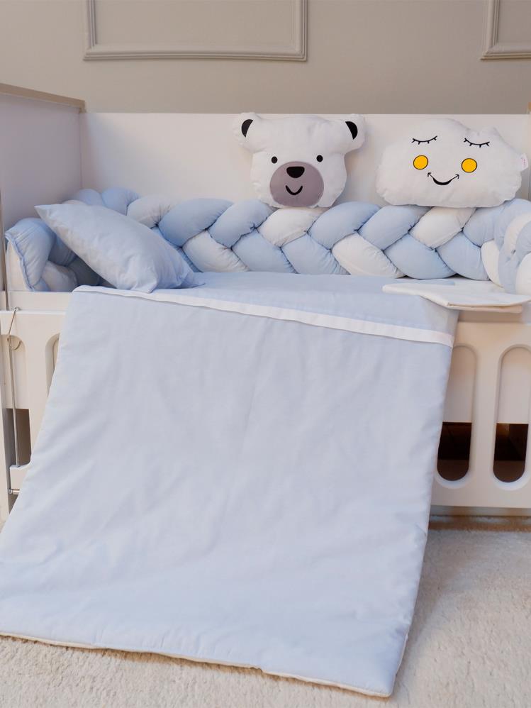 Yuar Baby Beşik Örgü Uyku Seti Eko - Mavi