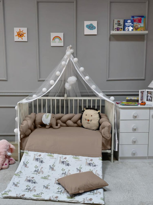 Yuar Baby Örgü Beşik Uyku Seti - Kahverengi