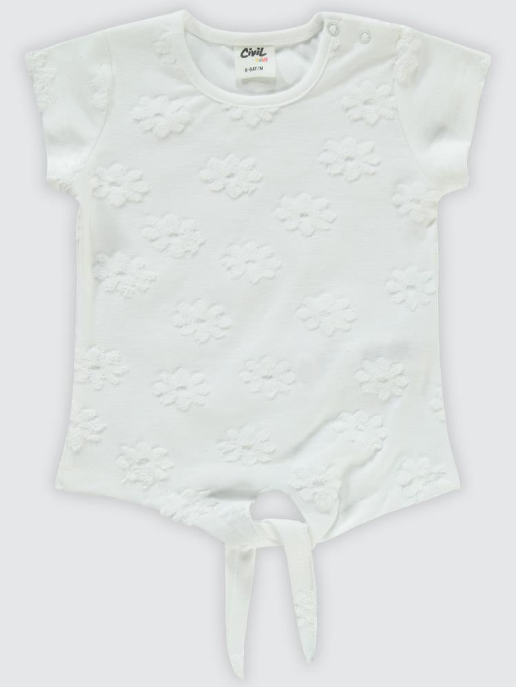 Civil Baby Papatya Kabartmalı Şortlu 6-18 Ay Takım - Ekru
