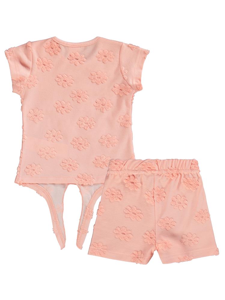 Civil Baby Papatya Kabartmalı Şortlu 6-18 Ay Takım - Pudra