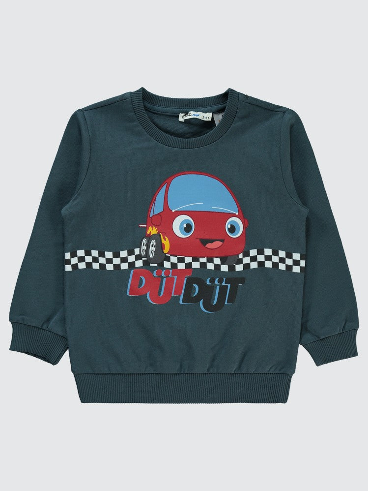 DütDüt Baskılı 2-5 Yaş Sweatshirt - Gri