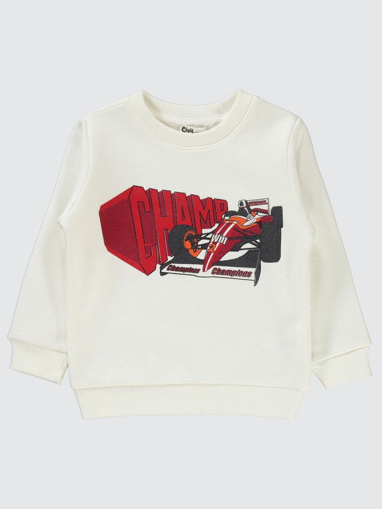 Civil Boys Champ Baskılı 2-5 Yaş Sweatshirt - Kırmızı