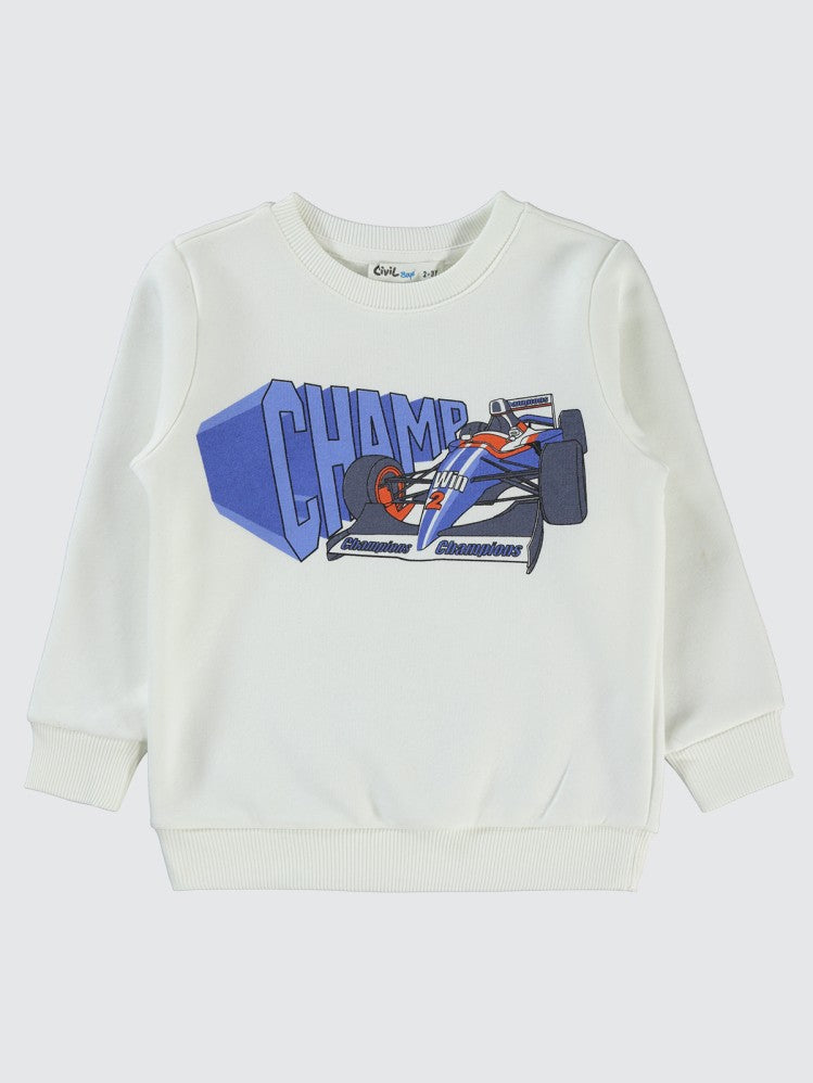 Civil Boys Champ Baskılı 2-5 Yaş Sweatshirt - Mavi