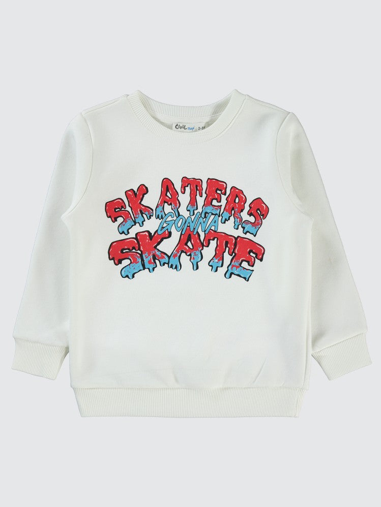 Civil Boys Skaters Gonna Baskılı 2-5 Yaş Sweatshirt - Kırmızı