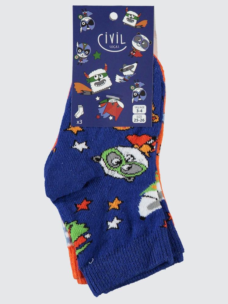 Civil Socks Bang 3'lü 2-12 Yaş Erkek Soket Çorap