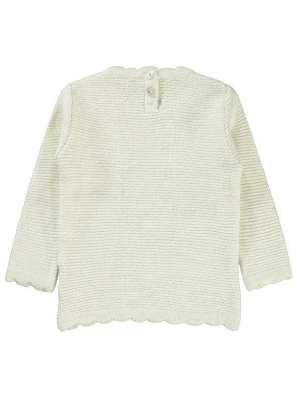 Civil Baby Links Örgü El İşi Çiçekli 6-18 Ay Kazak - Ekru